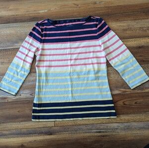 TalbotsThe Talbots Tee Striped Colorful 3/4 Sleeve Cotton Top Women's Size MP